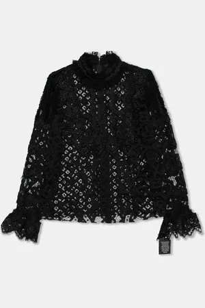 Anna Sui Lace Ruffle Trimmed Long Sleeve Blouse M