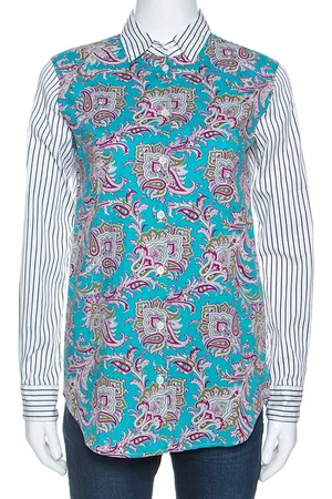 Etro Paisley and Striped Print Cotton Button Front Shirt S