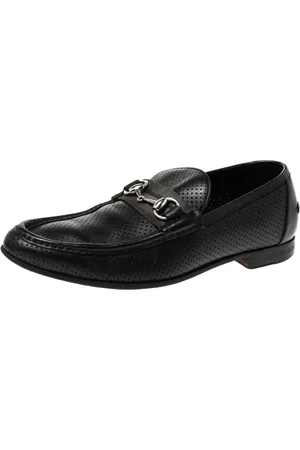 Gucci Perforated Leather Horsebit Slip On Loafers Size 45