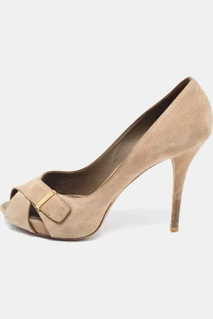 LOUIS VUITTON Suede Criss Cross Peep Toe Platform Pumps Size 40