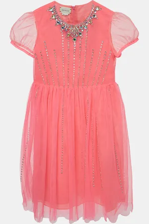 Gucci Neon Crystal Embellished Tulle Tiger Dress (10 Yrs)