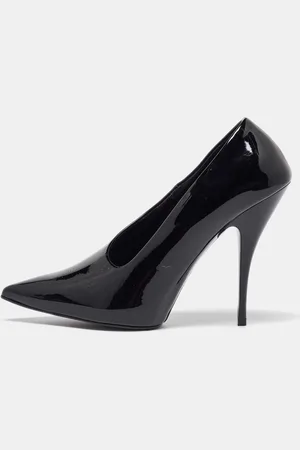 Stella McCartney Faux Patent Leather V Neck Pointed Toe Pumps Size 35