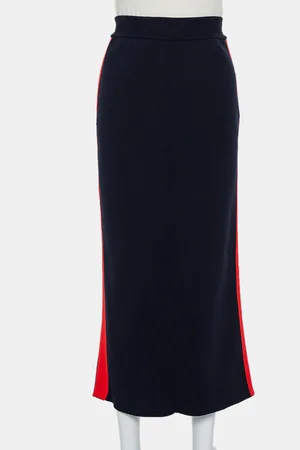 Stella McCartney Cotton Knit Contrast Stripe Panel Detail Midi Skirt M