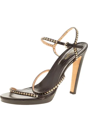 Sergio Rossi Studded Strappy Leather Open Toe Platform Sandals Size 40.5