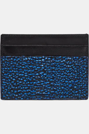 Roberto Cavalli Black/ Python Embossed Leather Card Holder