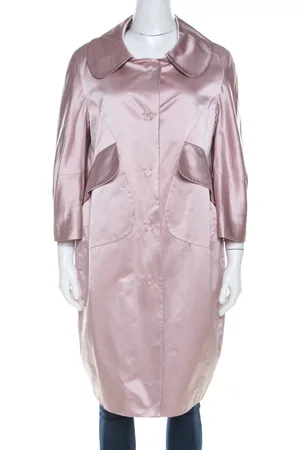 Paule Ka Satin Three Quarter Sleeve Button Front Coat M