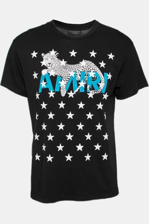 AMIRI Cotton Leopard Star Printed Crew Neck T-Shirt XS