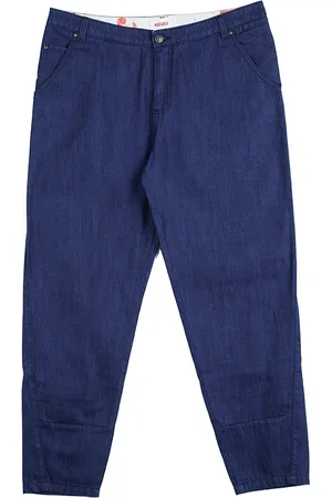 Kenzo Indigo Denim Paneled Bottom Detail Tapered Baggy Jeans L