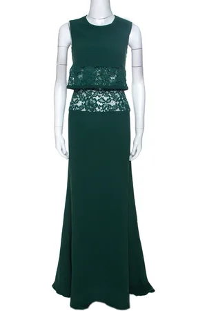 Elie saab Crepe Lace Insert Sleeveless Maxi Dress XS