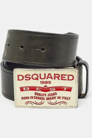 Dsquared2 Leather Logo Plague Buckle Belt M