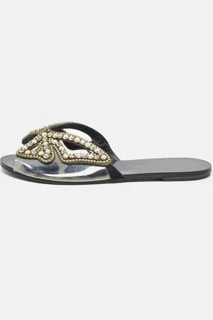 SOPHIA WEBSTER Leather and PVC Madame Butterfly Slide Flats Size 38.5