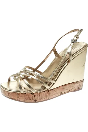 Prada Leather Sligback Platform Wedge Sandals Size 36