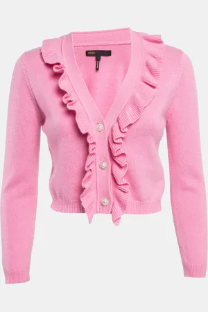 Maje Rib Knit Molantti Frill Detail Cardigan S