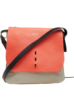 Furla /Grey Leather And Suede Flap Shoulder Bag