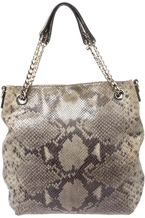 Michael Kors /Black Python Embossed Suede Chain Tote