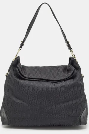 Aigner Monogram Canvas and Leather Logo Handle Hobo