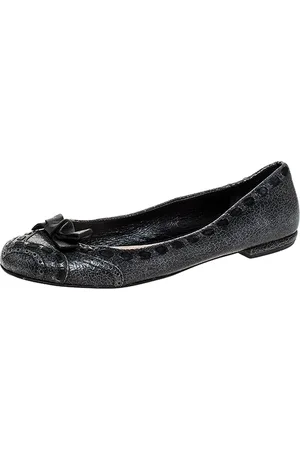 Prada Textured Leather Bow Ballet Flats Size 39.5