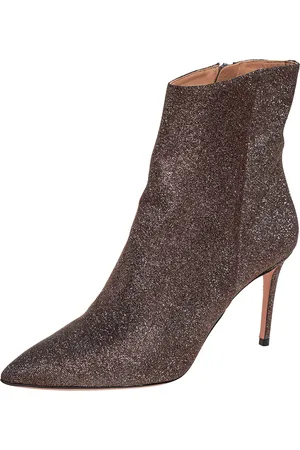 Aquazzura Lurex Fabric Ankle Boots Size 37