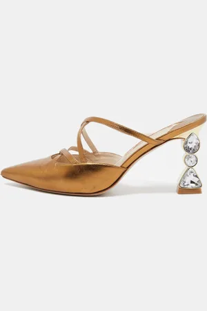 SOPHIA WEBSTER Gold Leather Pointed Mules Size 38.5