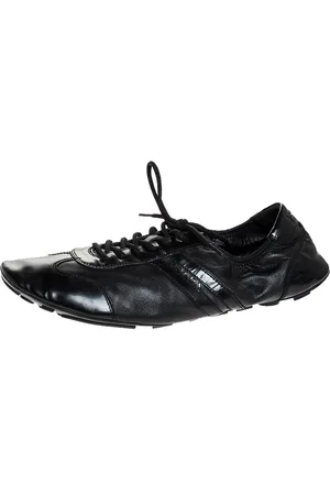 Prada Leather and Patent Leather Lace Up Sneakers Size 41