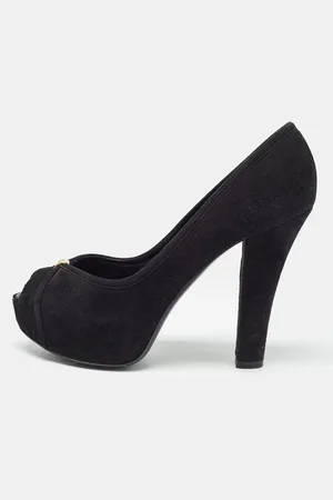 LOUIS VUITTON Suede Kimono Peep Toe Pumps Size 35.5