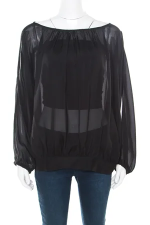 Marc Jacobs Sheer Silk Slit Batwing Sleeve Blouse M/L