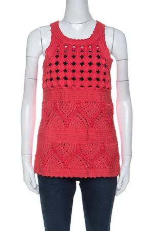 Roberto Cavalli Cavalli Class Coral Cord Lace Embroidered Sleeveless Top M