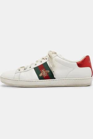 Gucci Leather Web Ace Lace Up Sneakers Size 37.5