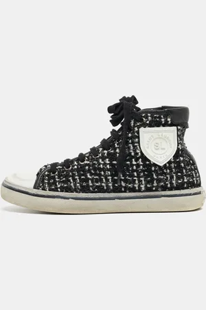 Saint Laurent Saint Laurent /Black Tweed and Leather Bedford High Sneakers Size 36