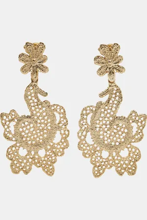 Oscar de la Renta Filigree Floral Clip On Earrings