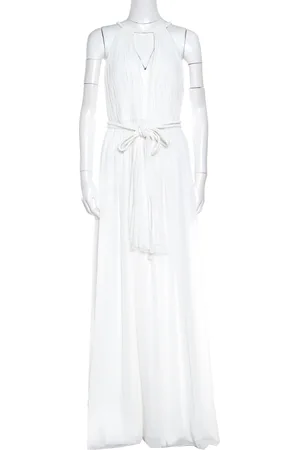 ALICE+OLIVIA Plisse Plunge Neck Naomi Goddess Gown S