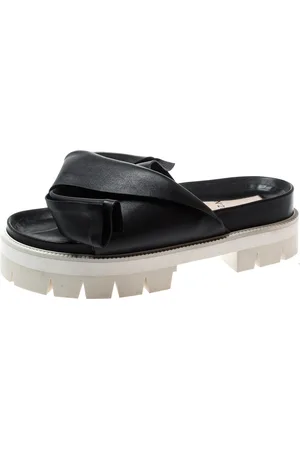 Nº21 Leather Bow Platform Slides Size 39