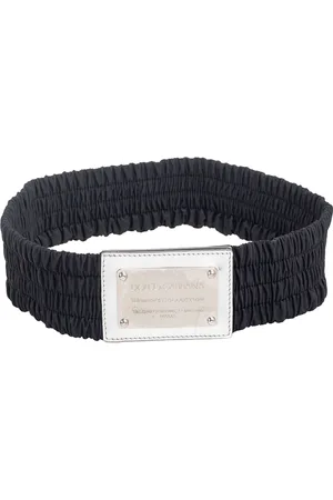 Dolce & Gabbana /Silver Fabric and Patent Leather Wide Waist Belt 75CM