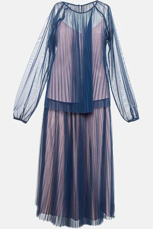 Max&Co. Blue Plisse Tulle Sheer Top and Skirt Set M