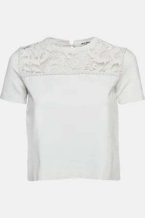 Miu Miu Knit Lace Trim Top S