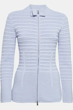Emporio Armani Patterned Jersey Zip-Up High Neck Jacket M