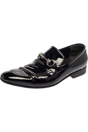 Gucci Patent Leather Horsebit Slip On Loafers Size 42