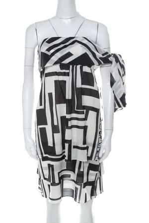 Emilio Pucci Monochrome Silk Chiffon Strapless Short Dress M