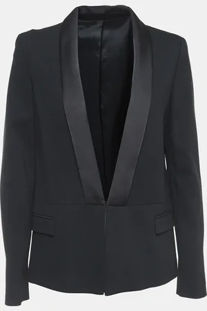 Karl Lagerfeld Knit Satin Panel Single Breasted Blazer M