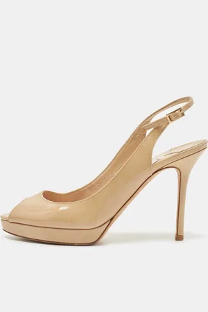 Jimmy Choo Patent Nova Peep Toe Slingback Pumps Size 37.5