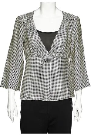 Giorgio Armani Polka Dotted Silk Satin Gathered Blouse L
