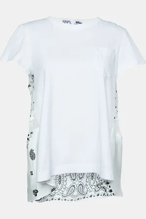 SACAI Cotton & Paneled Satin Flared Top L