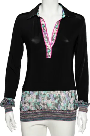 Roberto Cavalli Jersey Contrast Paneled Top M