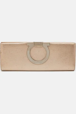 Salvatore Ferragamo Metallic Leather Musa Gancini Clutch