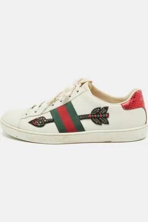 Gucci Leather Embellished Arrow Ace Sneakers Size 37