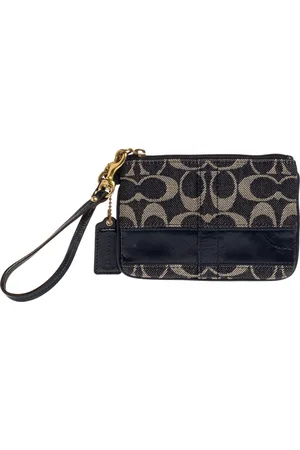 Coach Signature Canvas and Patent Leather Wristlet Clutch