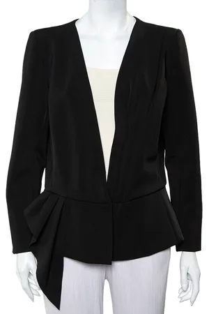 Oscar de la Renta Knit Draped Detail Collarless Button Front Blazer XL
