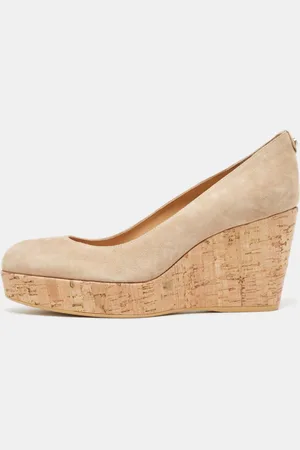 Stuart Weitzman Suede Cork Platform Wedge Pumps Size 41