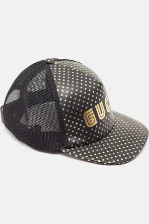 Gucci Guccy Stars Print Leather & Mesh Baseball Cap M