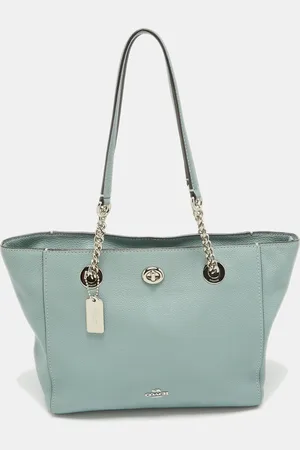 Coach Light Leather Turnlock Chain Tote